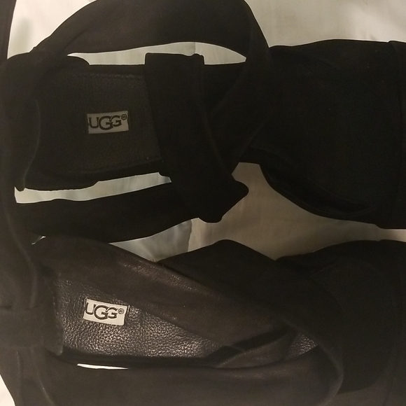 Sz 9 Ugg black "suede/leather" wedge espadrilles - Picture 4 of 6